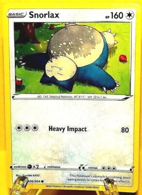 Snorlax HP160 2021 Collectible Pokemon Trading Card No. 206/264 | eBay