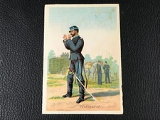 CHROME CARD MILITARY TELEGRAPH GLASS SHOES BESANCON ERA 1880 90 
