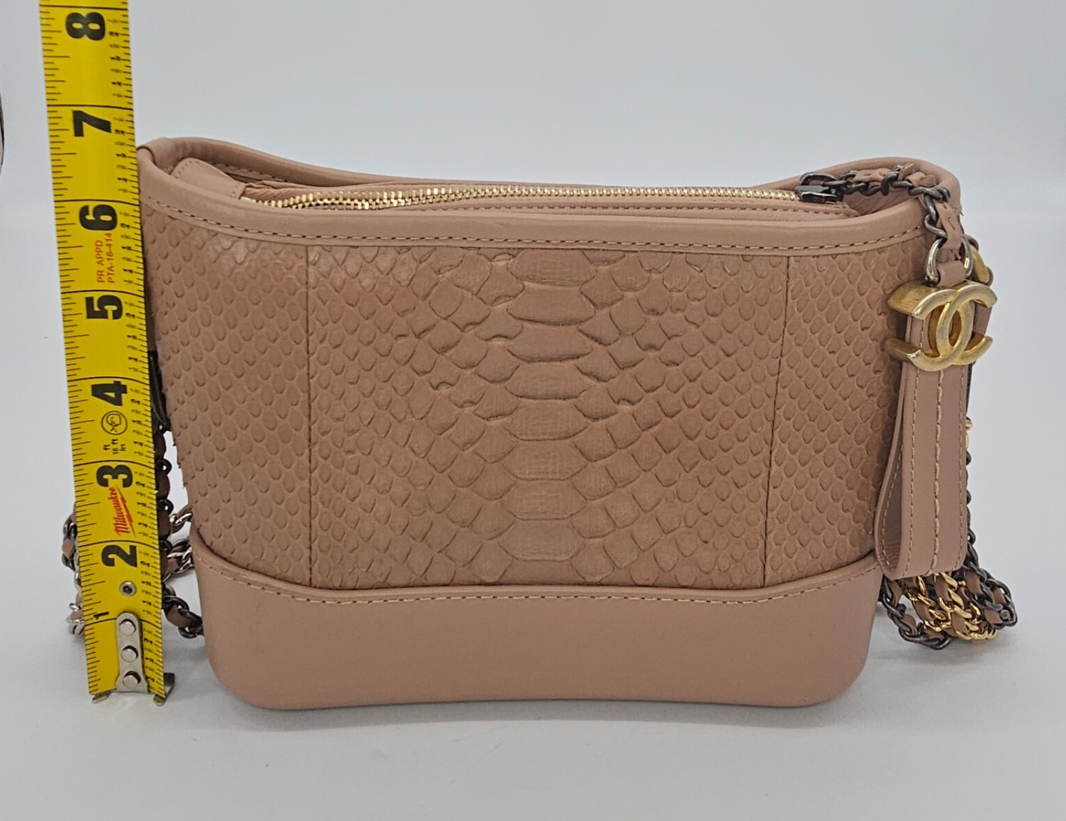 CHANEL Gabrielle Python Snakeskin Small Hobo Nude… - image 21