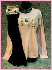 Victoria's Secret Pink Camo Tee Shirt  Ultimate Leggings Set Chalk Rose Black M