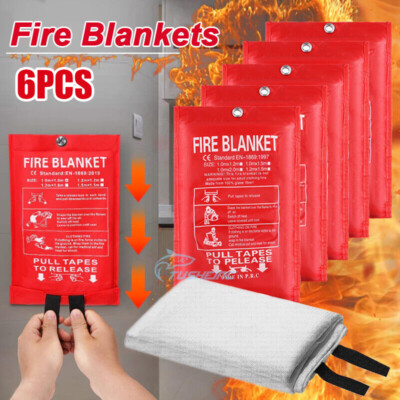 6pcs Large Fire Blanket Fireproof For Home Kitchen Caravan Emergency Safety