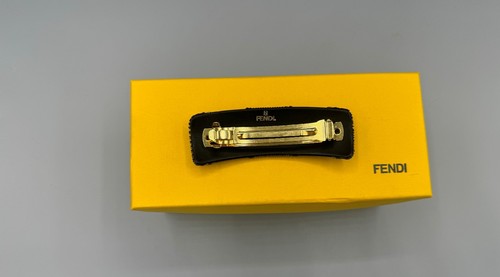 Vtg Fendi barrettes Brown Textured With Fendi Box #41 - Picture 15 of 16
