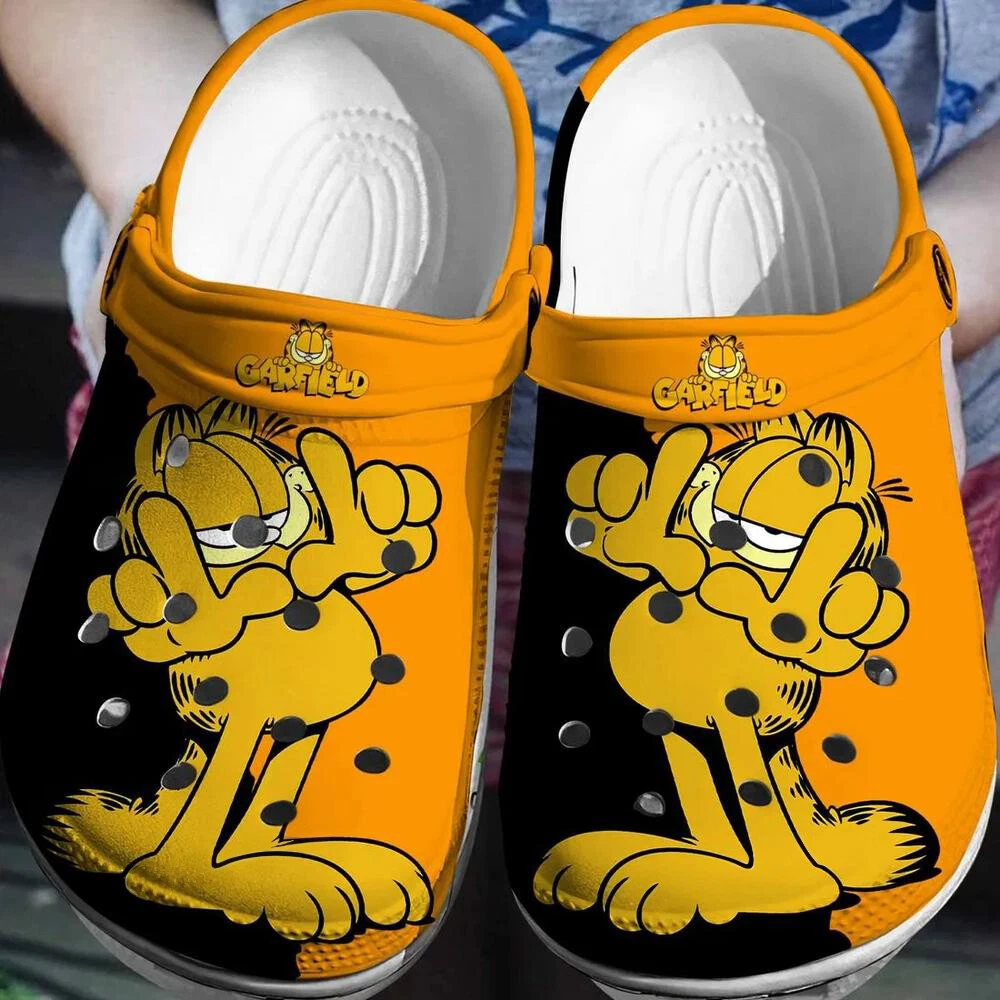 Orange Cartoon Cat Inspired Clogs - Comfortable Everyday Style for Kids & Adults