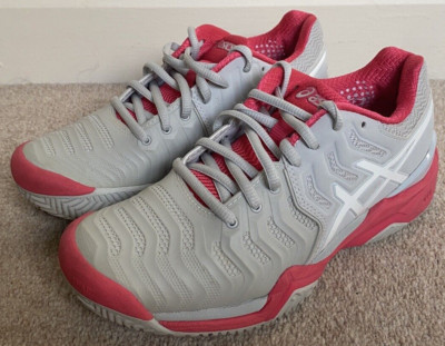 Damen Asics Gel Resolution 7 Turnschuhe Laufschuhe Grau Pink Gr. UK 3,5 EU 36