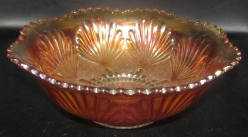 ✨️Vintage Imperial Marigold Shell & Sand Carnival Glass Bowl 7.5"✨️