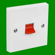 1x White 1 Gang Double Pole DP Cooker Hob Oven Control Switch Isolator 45A, 250V