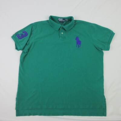 Polo Ralph Lauren Shirt Men Extra Large Green #3 Big Pony Purple