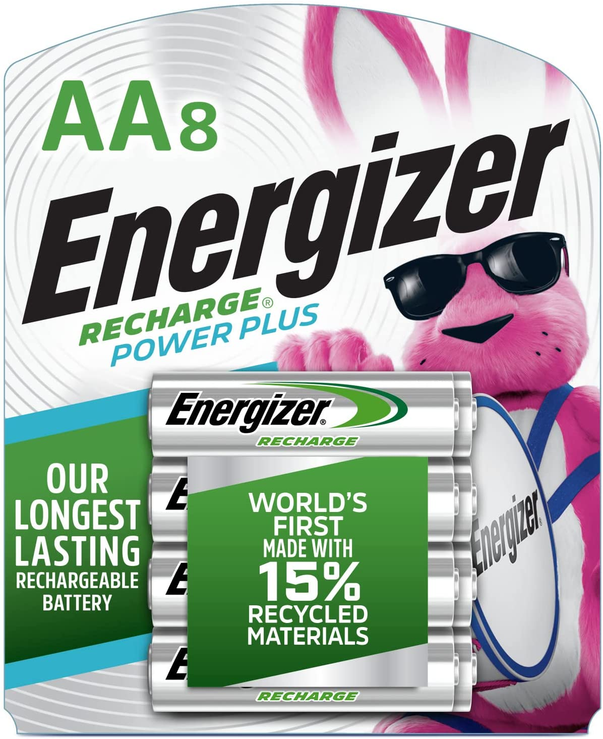 Rechargeable AA Batteries, Recharge Power plus Double a Battery Pre-Charged, 8 C-image
