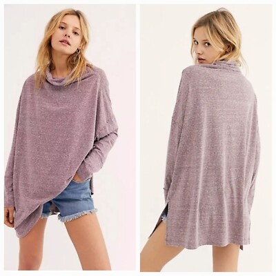 Free People Bella Vista Tunic Top in Fig Sorbet Size S Purple Oversized Slouchy