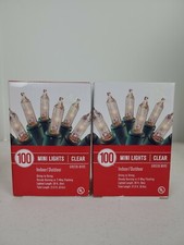 2 Boxes 100 Ct Clear Mini Lights Green Wire Indoor / Outdoor 21.5 FT Long New