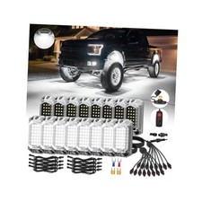 Full Angle All Pure White LED Rock Lights Kit Plug and Play 6500K Pre 16Pods