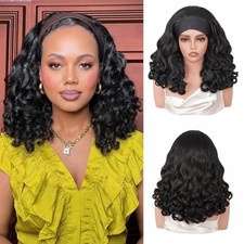 16" Yaki Curly Headband Wig   Kinky Curly Half Wig, Synthetic