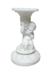 Vintage Imperial Milk Glass Cherub Candle Holder 7.25” Taper Votive Candlestick