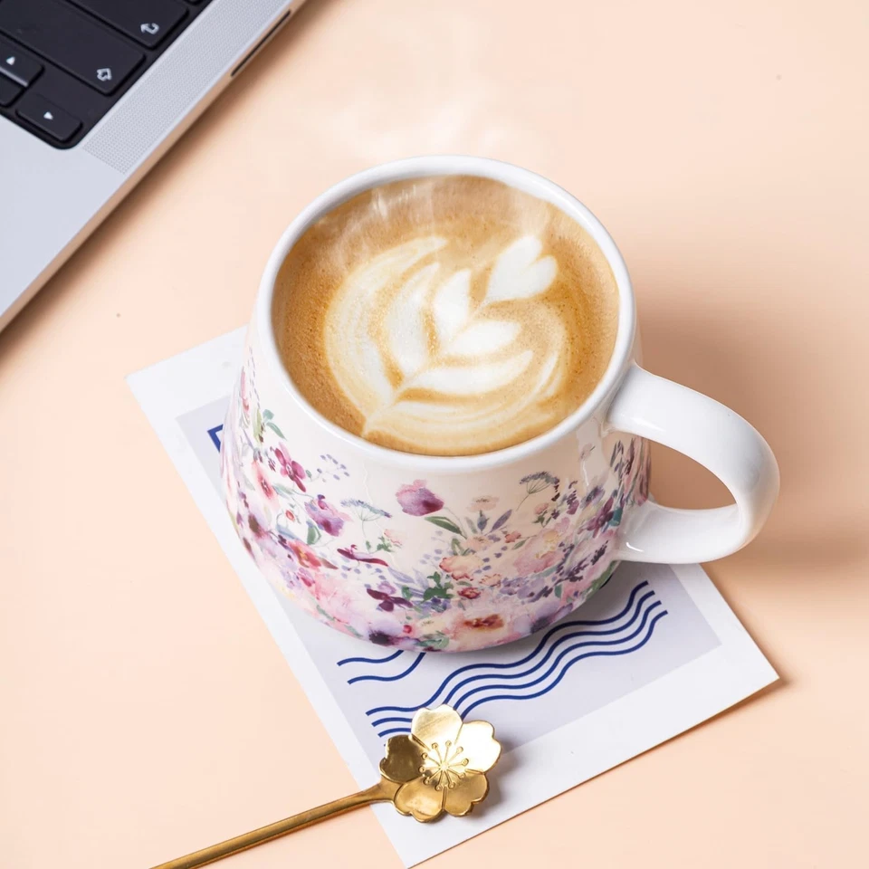 Taza de viaje de cerámica tazas de café de porcelana con asa y caja de regalo 12 oz Foto 4 de 4