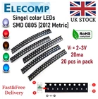 0805 SMD LED - White Red Blue Green Yellow Yellow-Green 20 pcs in Pack Free P&P