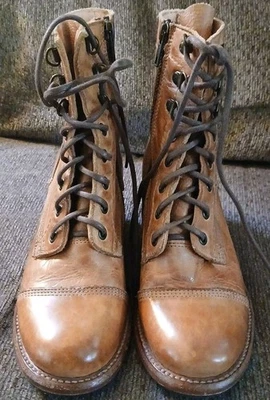 VTG BED STU Women's JUDGEMENT Side-Zip Lace-Up Bootie Tan Rustic Size US 6.5 - Image 1 of 4
