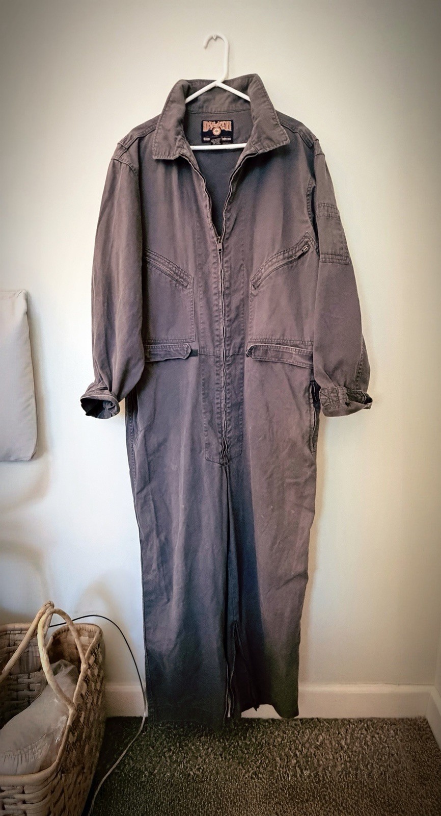 Duluth Trading Square Coveralls Women XL 30 Dark Blue/gray Gorpcore Distressed