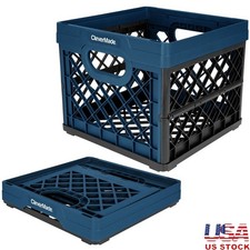 Collapsible Eco Plastic Milk Crate Folding Storage Bin Heavy Duty Organizer New