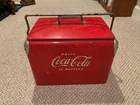 vintage Coca Cola cooler, maybe from the 50s or 60s, all metal