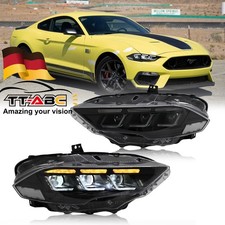 Paar Voll LED Projektor Front Scheinwerfer für Ford Mustang 2018-23 mit Weiß DRL