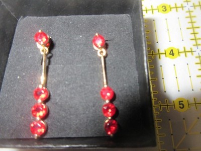 Ross Simons Red Dangle Drops Sterling Goldwash Pierced Earrings Studs