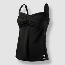 Tyr Women's Black Twisted Bra Solid Swimwear Logo Tankini Top Size 6
