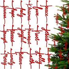 54 Pcs Christian Christmas Ornaments Wooden Religious Cross Ornaments Vertica...