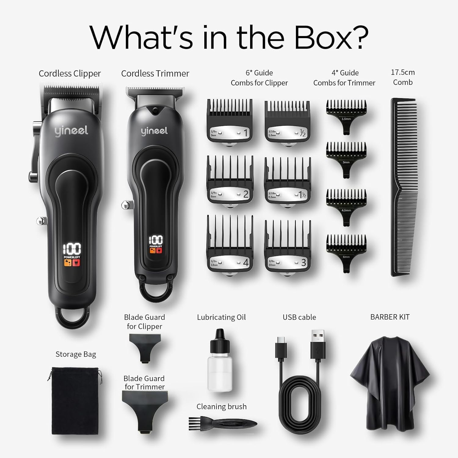 Hair Clippers for Men, Professional Cordless Clippers & Trimmer Set, Super Quiet