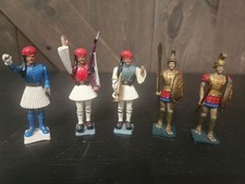 Lot Of 5 VTG AOHNA GREECE MINIFIGURINE SOLDIERS