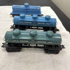 Marx Lot 3x; Two 3 Dome Tankers; One Single Dome Tanker -- Allstate Motor Oil