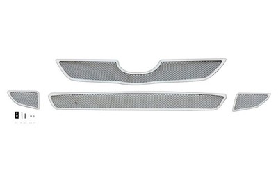 For Toyota Corolla 09-10 Main and Bumper Grille Kit 4-Pc Chrome Polished 1.8 mm