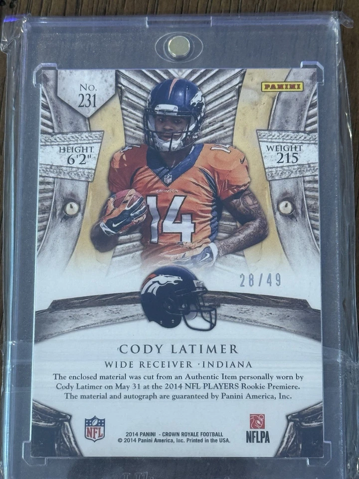 2014 Panini Crown Royale Silhouette -  Cody Latimer - Rookie Patch Auto /49 - Image 2 of 3