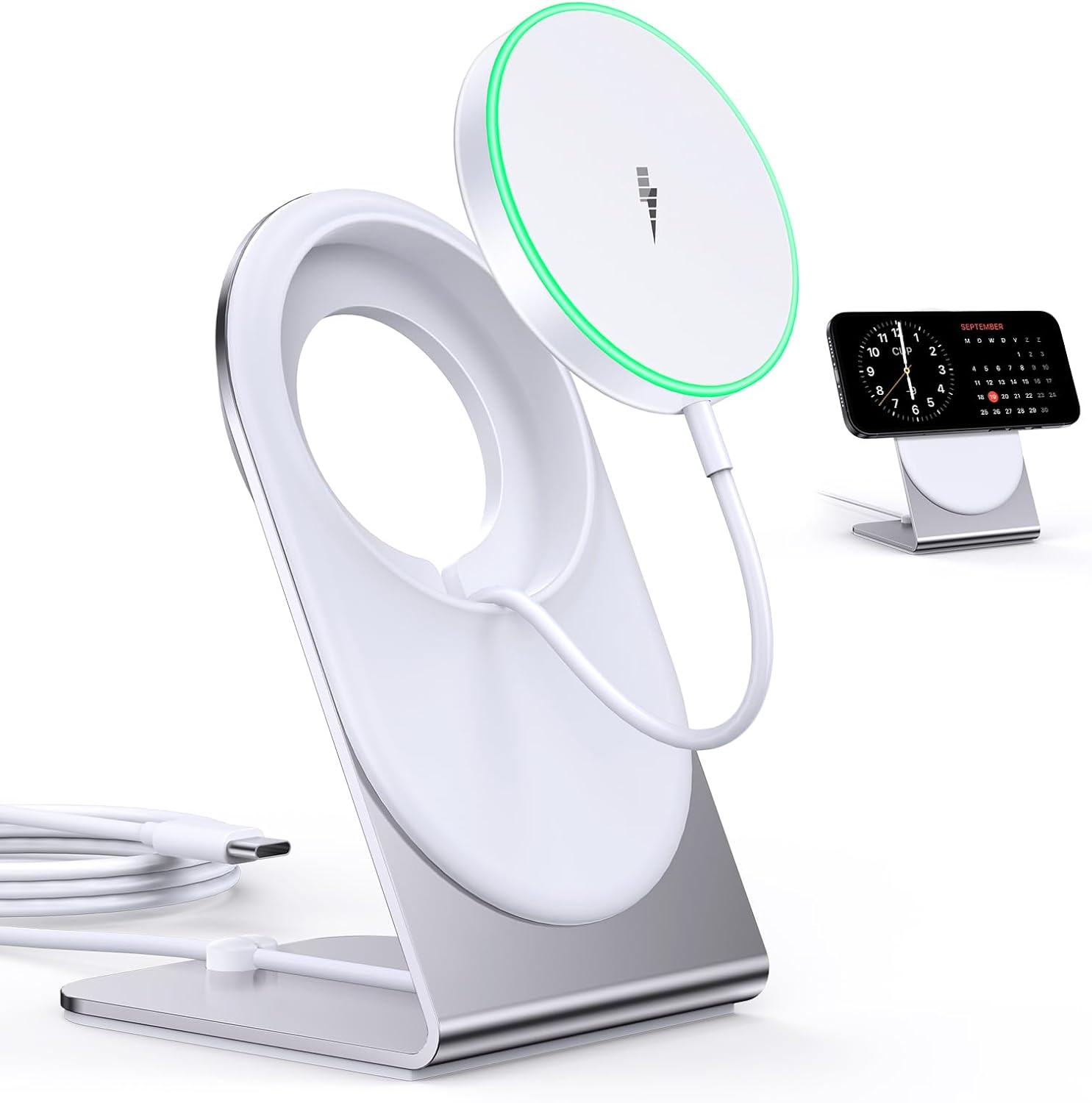 15W Fast Magnetic Wireless Charger Stand with MagSafe & Sleep Mode