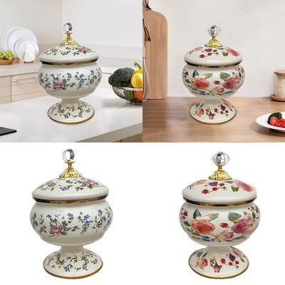 Emaille Storage Jar Candy Bowl Cookie Jar Dekorativ Vintage für Tee Süßkekse