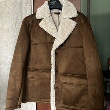 Zara Men’s Faux Shearling Jacket Large New with Tags Brown