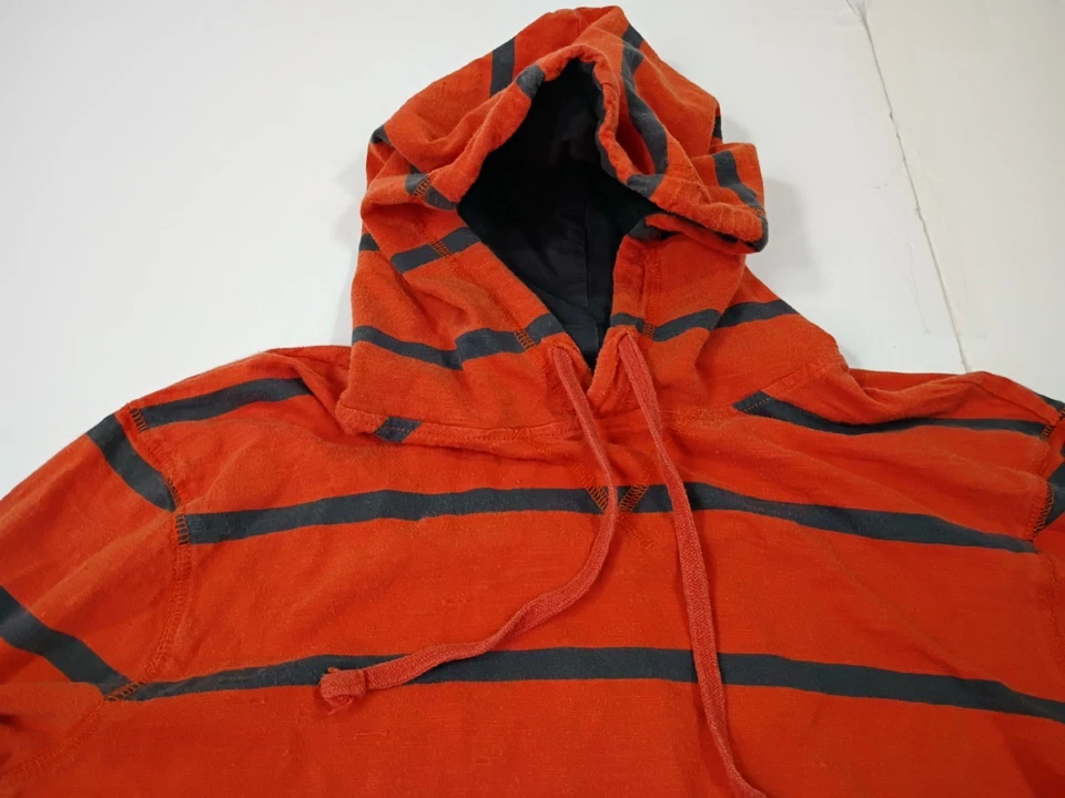 Moletom com capuz Urban Pipeline tamanho S laranja listra preta Y2K Preppy Street retrô rugby - Imagem 3 de 4