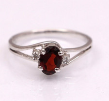 genuine natural garnet ring oval cut wedding ring solid 925 sterling silver gift