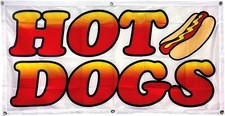 2x4 ft HOT DOGS Banner Polyester Fabric Sign W/ Grommets wb