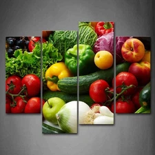 Colorful Various Vegetables Wall Art Fruit Canvas Food Painting Pictures Prin...