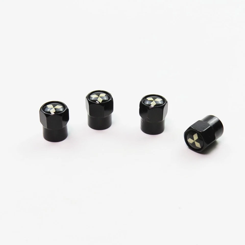 Compatible with Mitsubishi 4Pcs Tire Valve Stem Caps Black Anodized Aluminum - Image 3 of 4