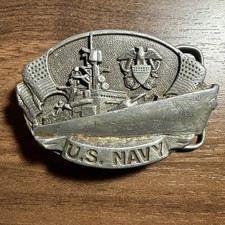 US Navy Destroyer I-132 Belt Buckle, 1981 Bergamot Brass Works Made In USA