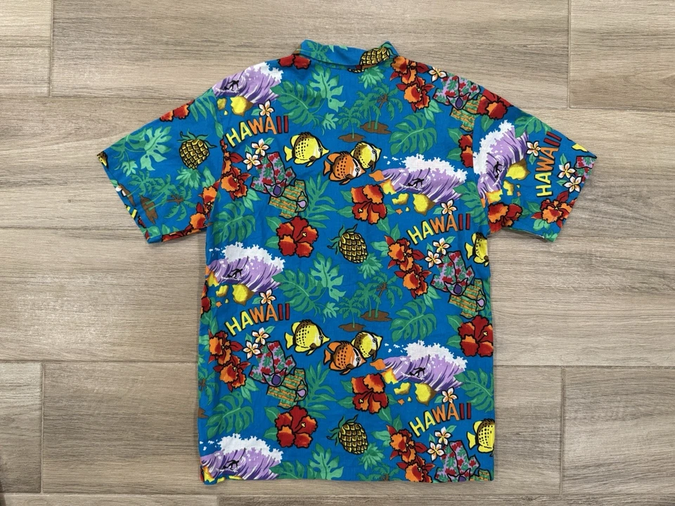 Camisa Hawaiana Vintage Hilo Hattie Niños GRANDE 10-12 Abotonada Floral Años 90 Y2K EE. UU. Foto 4 de 4