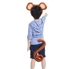 2x Monkey Ears and Tail Set Animal Headband Animals Costume Cute Monkey Hair