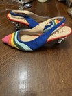 YDN Women’s Multicolor Striped Suede Slingback Pointed Toe Spool Heel 10 — photo 3