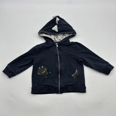 Fierce Frank Sweater Youth Boy 18M Embroidered Dinosaur Blue Zipper..#27723