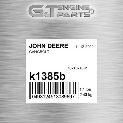 K1385B GANGBOLT fits JOHN DEERE (New OEM)