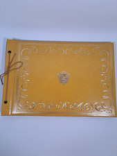 VTG Photo Scrapbook Black Page 16  Blank Yellow Embossed Gold Album Book Journal