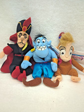 Vtg Disney Store Exclusive Aladdin Plushies Jafar/Genie/Abu New w Tags Retired