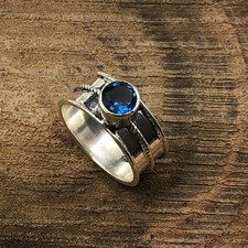 Valentines Deal Genuine London Blue Topaz Sterling Silver Fine Band Ring Jewelry