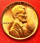1951-P Lincoln Wheat Cent Penny GEM RED BU From an Original Bank Roll